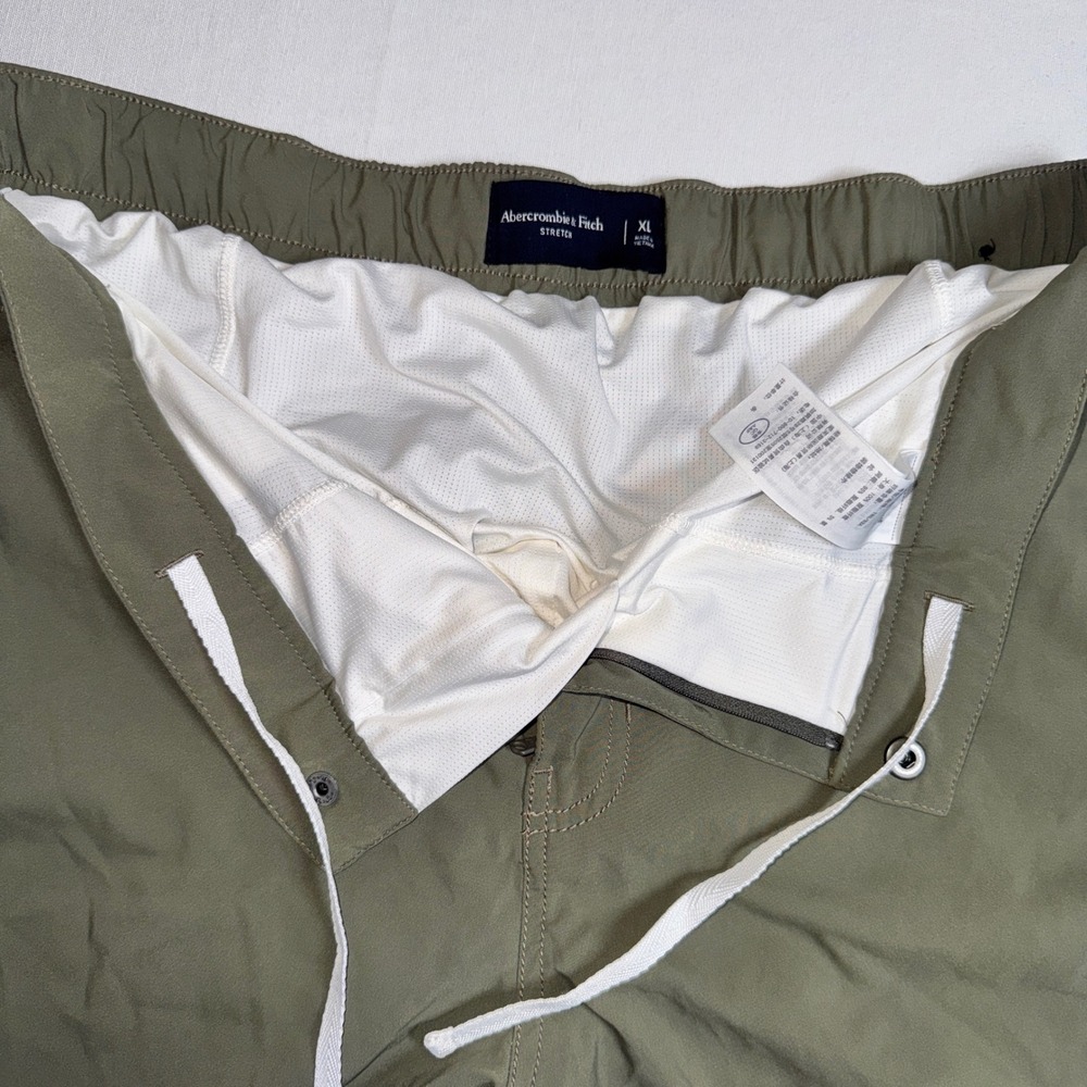 Abercrombie & Fitch Men XL Stretch All Day Shorts Olive Green Mesh Lined - Picture 10 of 14